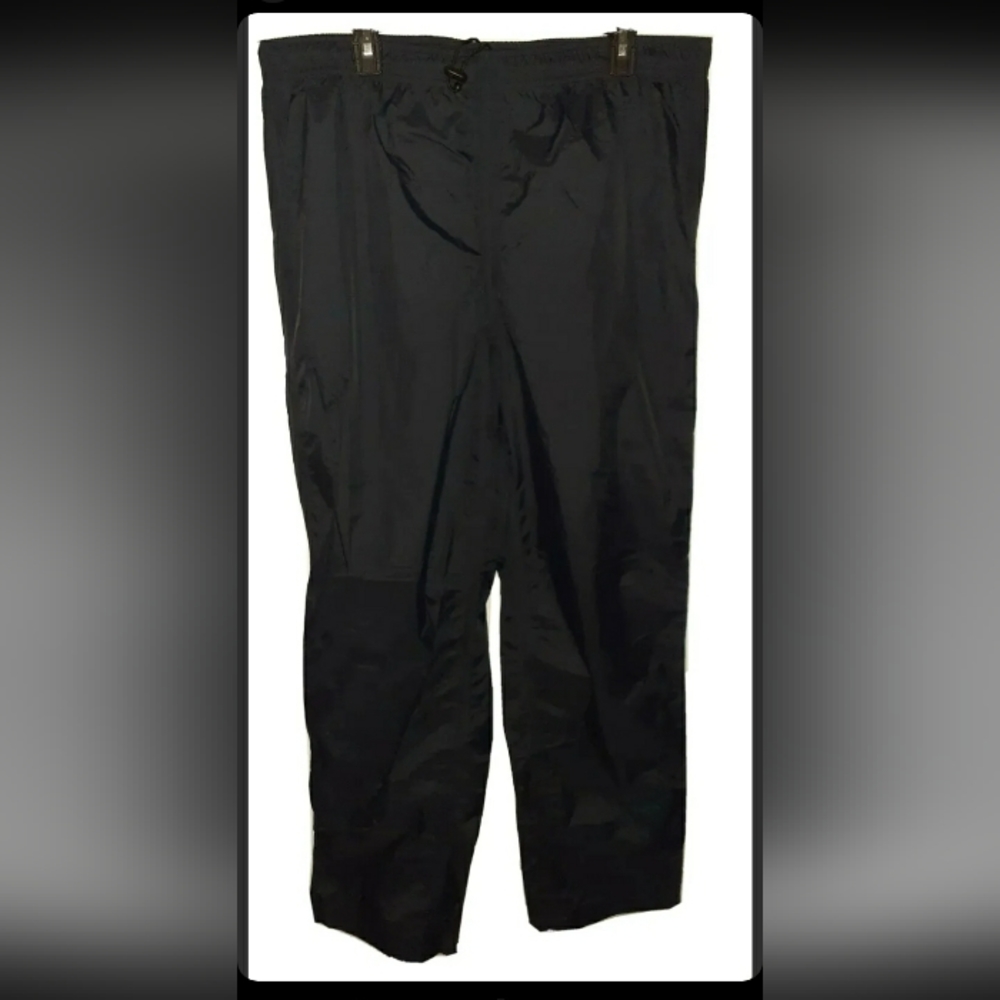 Men's New Sz LT L.L. BEAN Nylon Black WATERPROOF RIPSTOP Cinch-Drawstring Pants